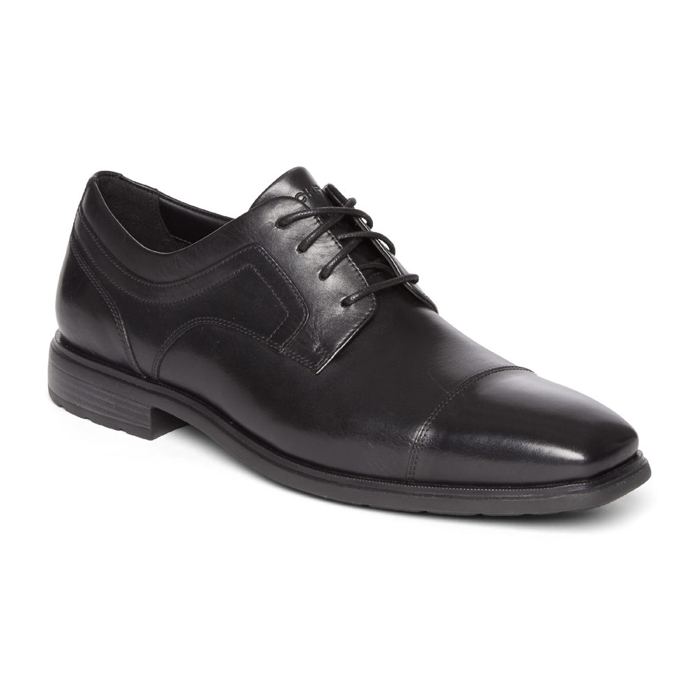 Rockport Mens Dress Shoes Black - Dres Sports Business 2 Plain Cap Toe - UK 164-KFLNRY